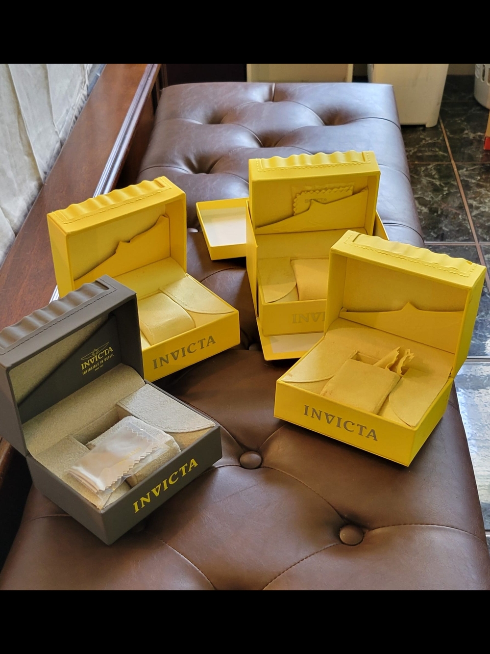 Invicta Yellow and Gray Watch Presentation Boxes